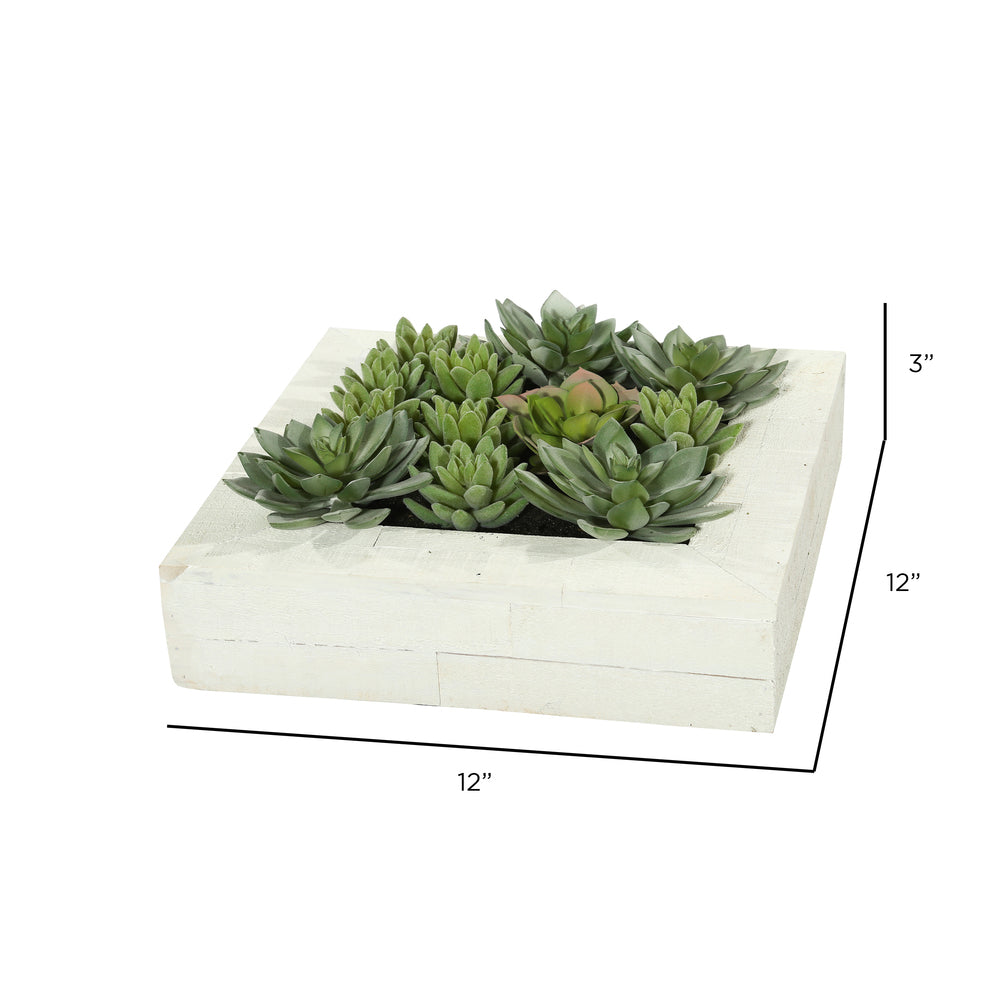 Vickerman 12"x12" Artificial Green Succulent Arrangement.