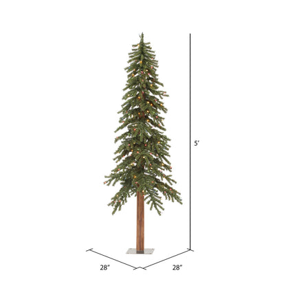 Vickerman 5' x 28" Natural Alpine Artificial Christmas Tree Multi-colored LED Lights.