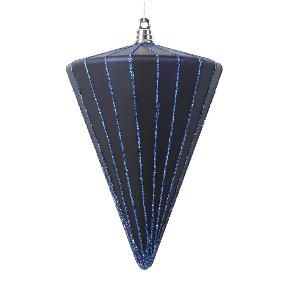 Vickerman 6" Matte Midnight Blue Cone Ornament 3 per bag.