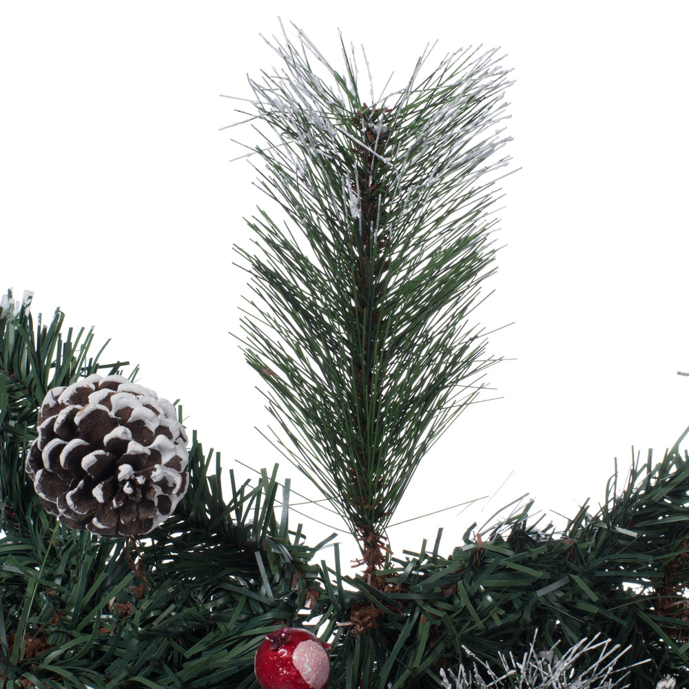 Vickerman 9' Snow Tipped Pine and Berry Artificial Christmas Garland Unlit