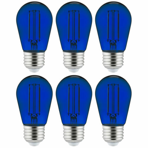 Sunlite 40972 LED Filament S14 Sign 2-Watt Transparent Dimmable Light Bulb Blue 6 Pack