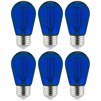 Sunlite 40972 LED Filament S14 Sign 2-Watt Transparent Dimmable Light Bulb Blue 6 Pack