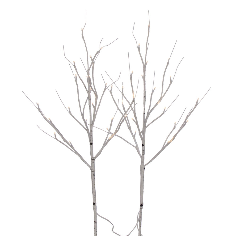 Vickerman 30" White Birch Twig Branch Battery Operated Warm White 3mm LED lights 2 per Box.