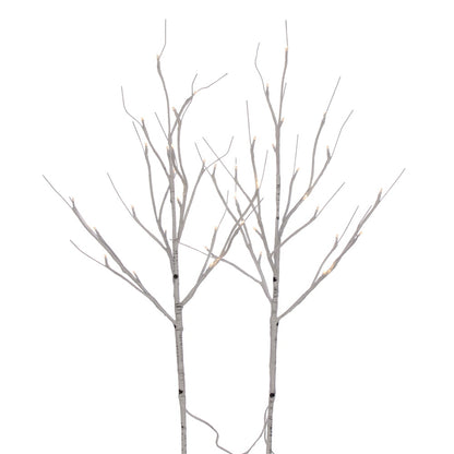 Vickerman 30" White Birch Twig Branch Battery Operated Warm White 3mm LED lights 2 per Box.
