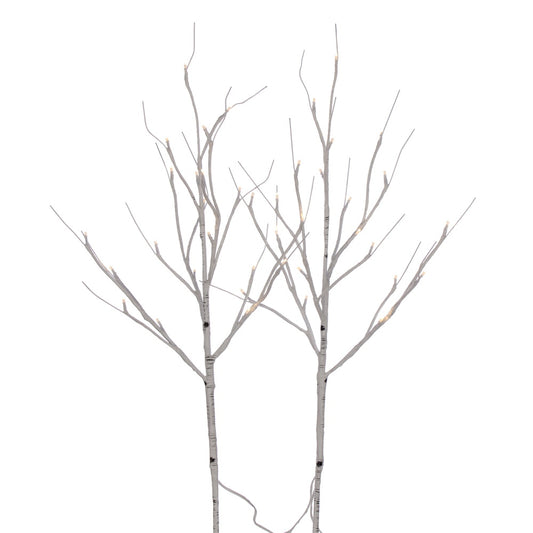 Vickerman 30" White Birch Twig Branch Battery Operated Warm White 3mm LED lights 2 per Box.