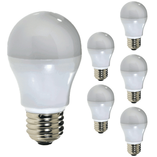 Damar A15 LED Yellow Light Bulb 5W 330 Lumen E26 Medium Screw Base for Party Decoration Holiday Lighting Small Light Bulb 120V White Finish Turns Yellow When Lit Pack of 6