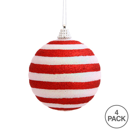 Vickerman 3" Candy Cane Stripe Ball Ornament. Includes 4 per Box