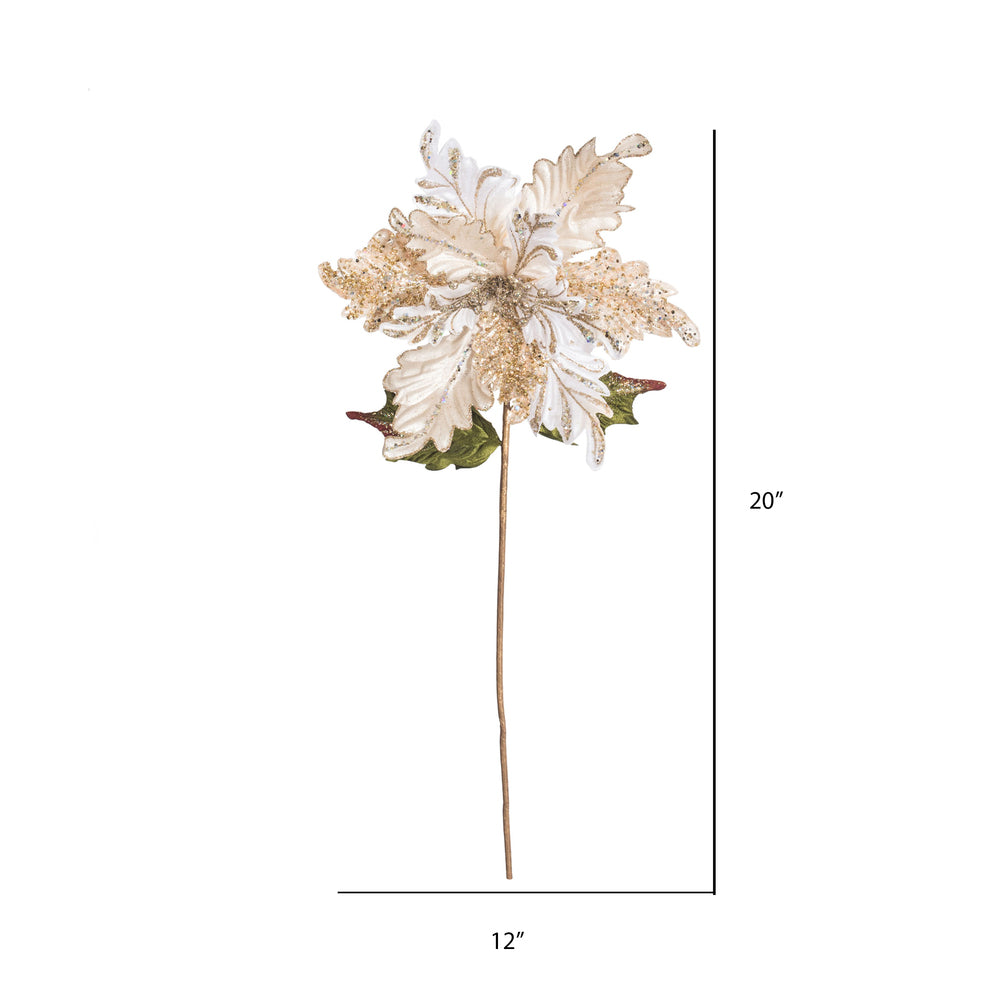 Vickerman 20" Gold Glitter Poinsettia Artificial Christmas Stem Pack of 3