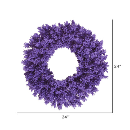 Vickerman 24" Flocked Purple Fir Artificial Christmas Wreath Unlit