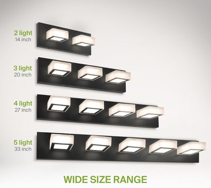 ASD Lighting LED Vanity 5-light 28W 120V with rotatable heads CCT Selectable 2700/3000/4000/5000/6000K Dimmable Black ETL