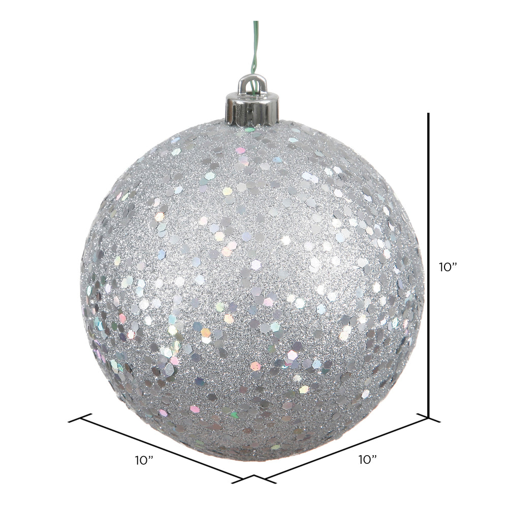 Vickerman 10" Silver Sequin Ball Ornament