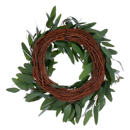 Vickerman 20" Artificial Green Seeded Willow Eucalyptus Wreath