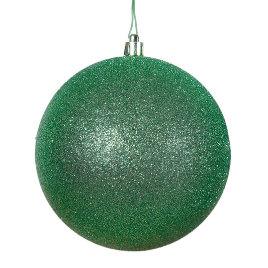 Vickerman 4" Green Glitter Ball Ornament 6 per Bag