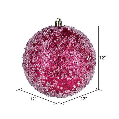 Vickerman 12" Fuchsia Glitter Hail Ball Ornament