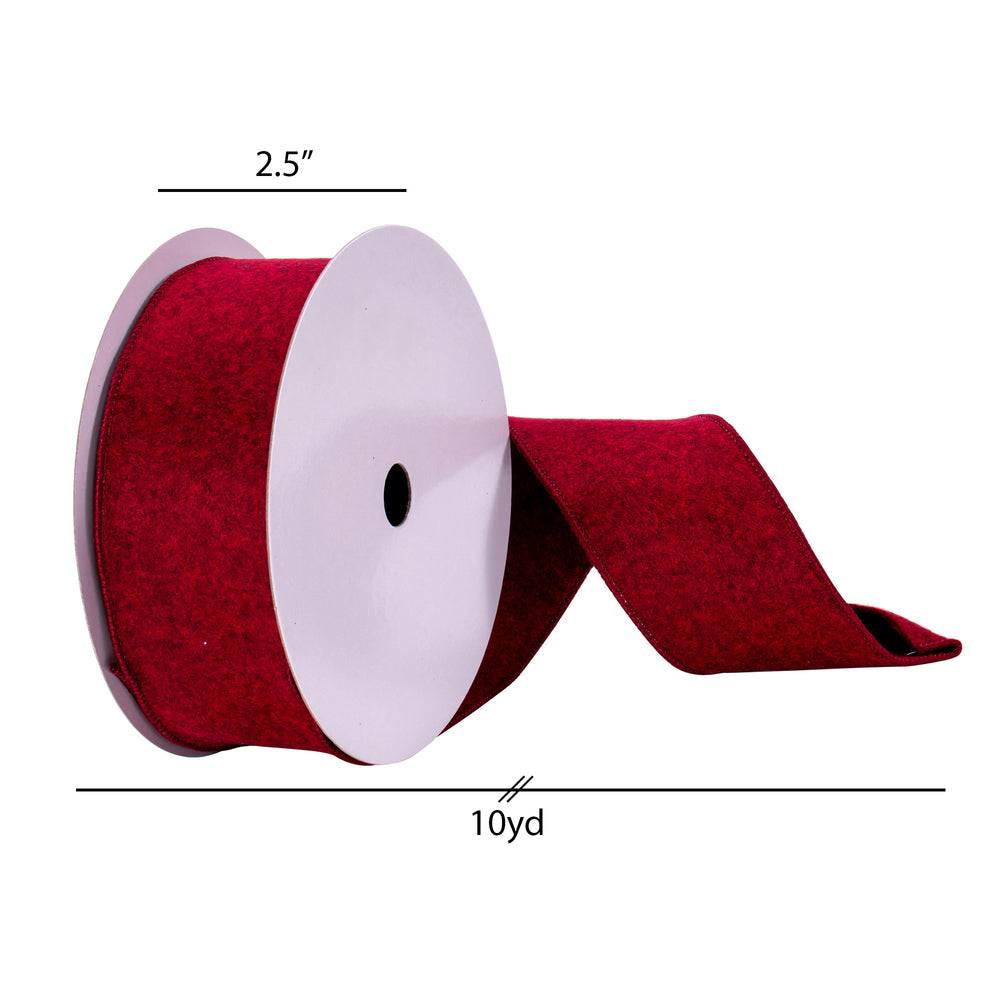 Vickerman 2.5" x 10 Yards Burgundy Felt Ribbon