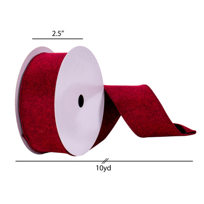 Vickerman 2.5" x 10 Yards Burgundy Felt Ribbon