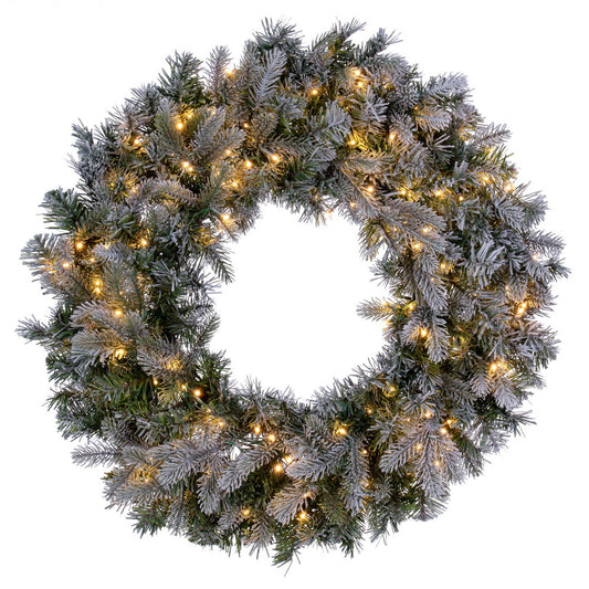 Vickerman 48" Frosted Douglas Fir Artificial Pre-Lit Wreath with Warm White LED Mini Lights.