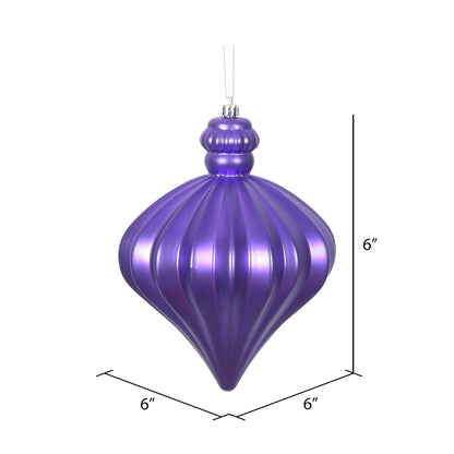 Vickerman 6" Purple Matte Onion Drop Christmas Ornament 4 per pack