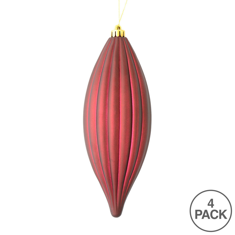 Vickerman 8" Wine Matte Line Finial Ornament Pack of 4