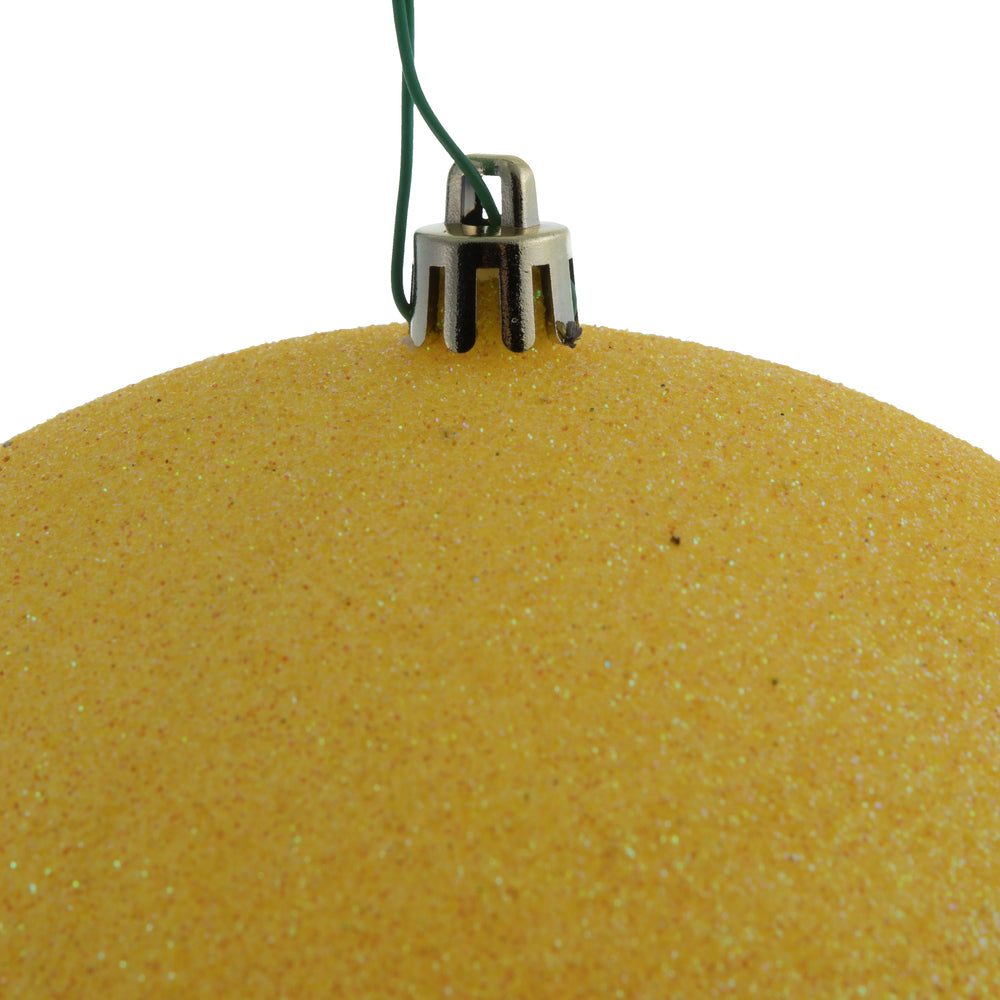 Vickerman 6" Yellow Glitter Ball Ornament 4 per Bag