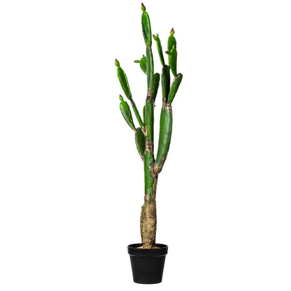 Vickerman 57" Artificial Green Cactus Black Plastic Planters Pot.