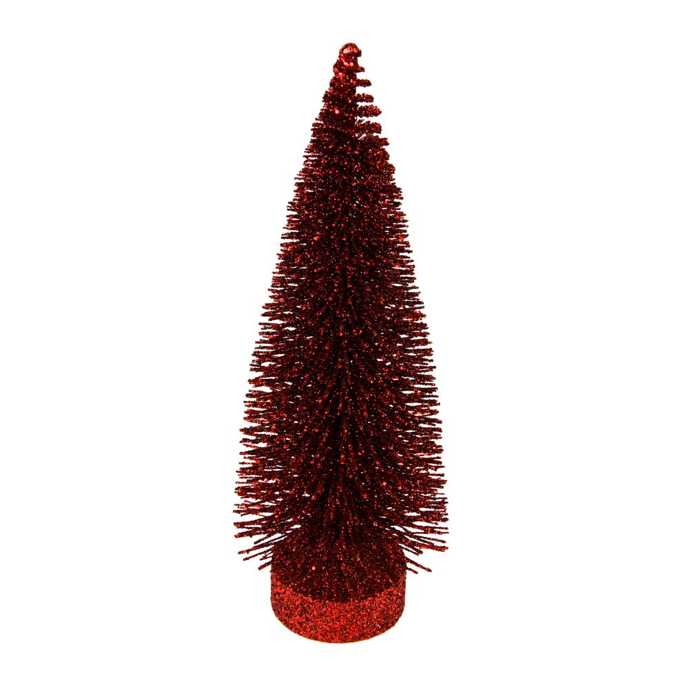 Vickerman 7"-9"-11" Burgundy Glitter Oval Pine Artificial Christmas Tree Set of 3