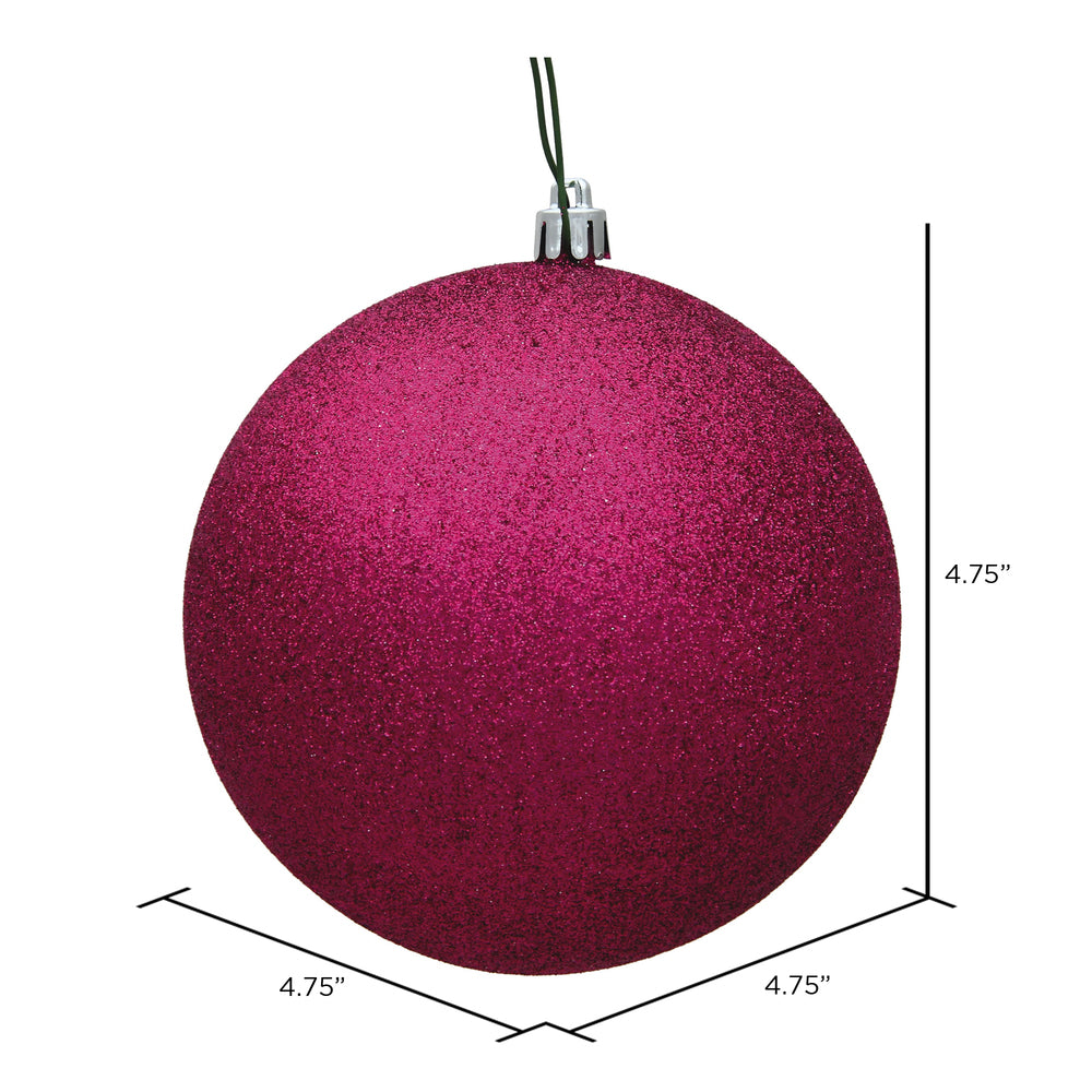 Vickerman 4.75" Fuchsia Glitter Ball Ornament 4 per Bag