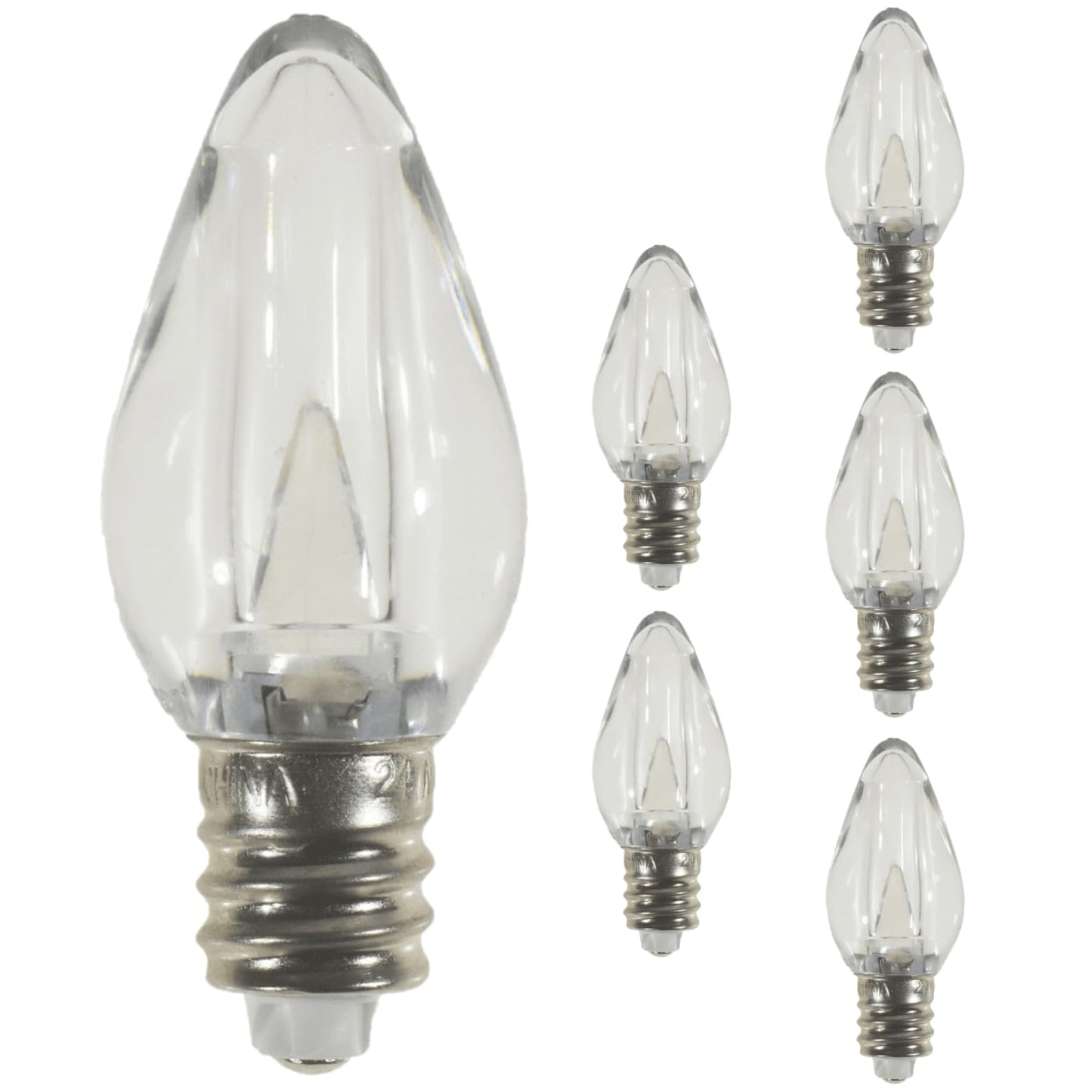Damar- C7 LED Christmas Night Light Bulb E12 Candelabra Base 0.58W 6500K Daylight Dimmable 100-130V Pack of 6- Shatterproof Clear Replacement String Light for Chandelier Window Candle Holiday Bulb