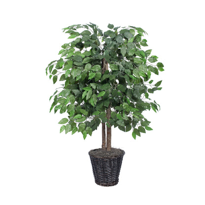 Vickerman 4' Artificial Ficus Bush Rattan Basket.