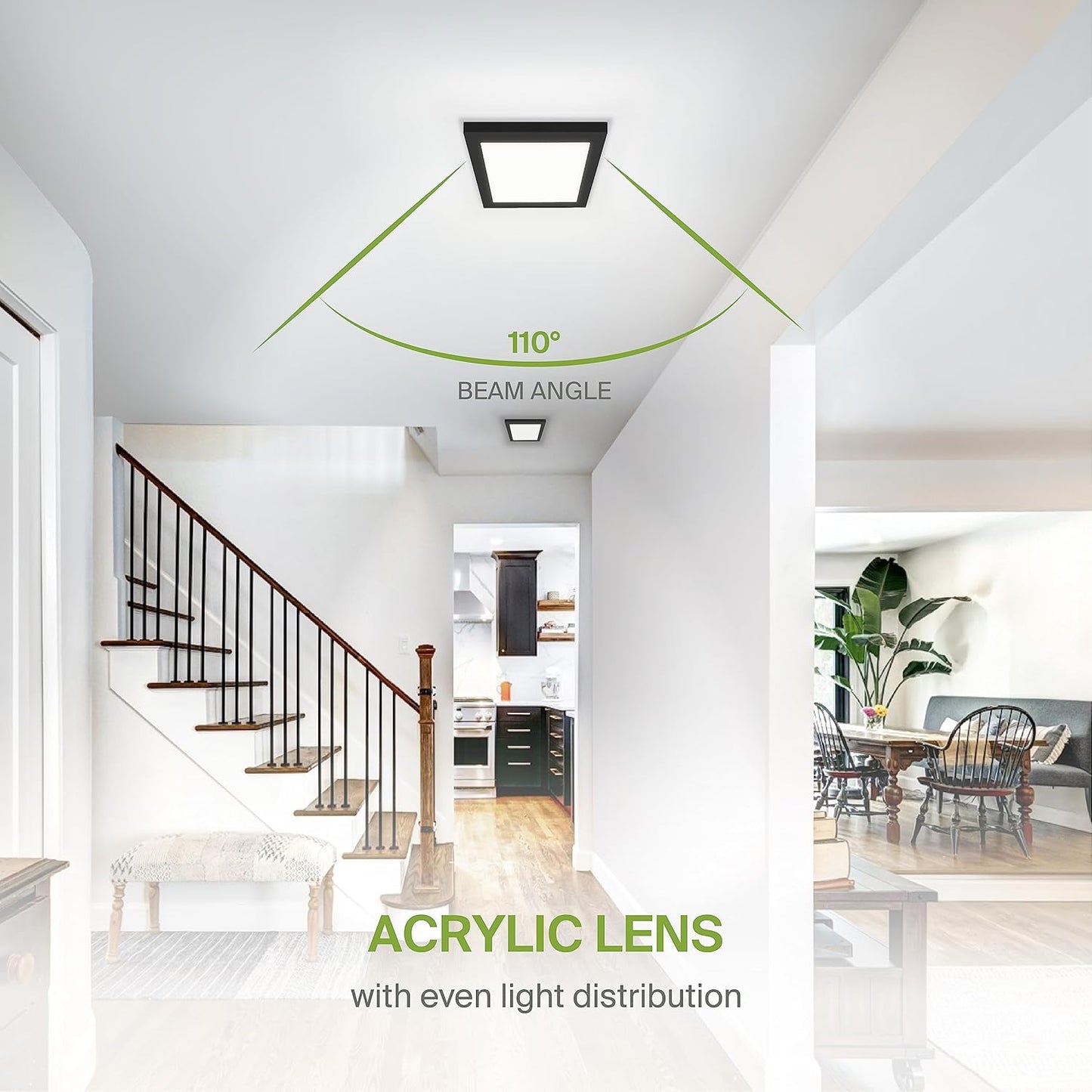 ASD Lighting LED Surface Mini Panel Square 7inch 15W 120V Triac 3000/4000/5000K Black ETL 6 pack