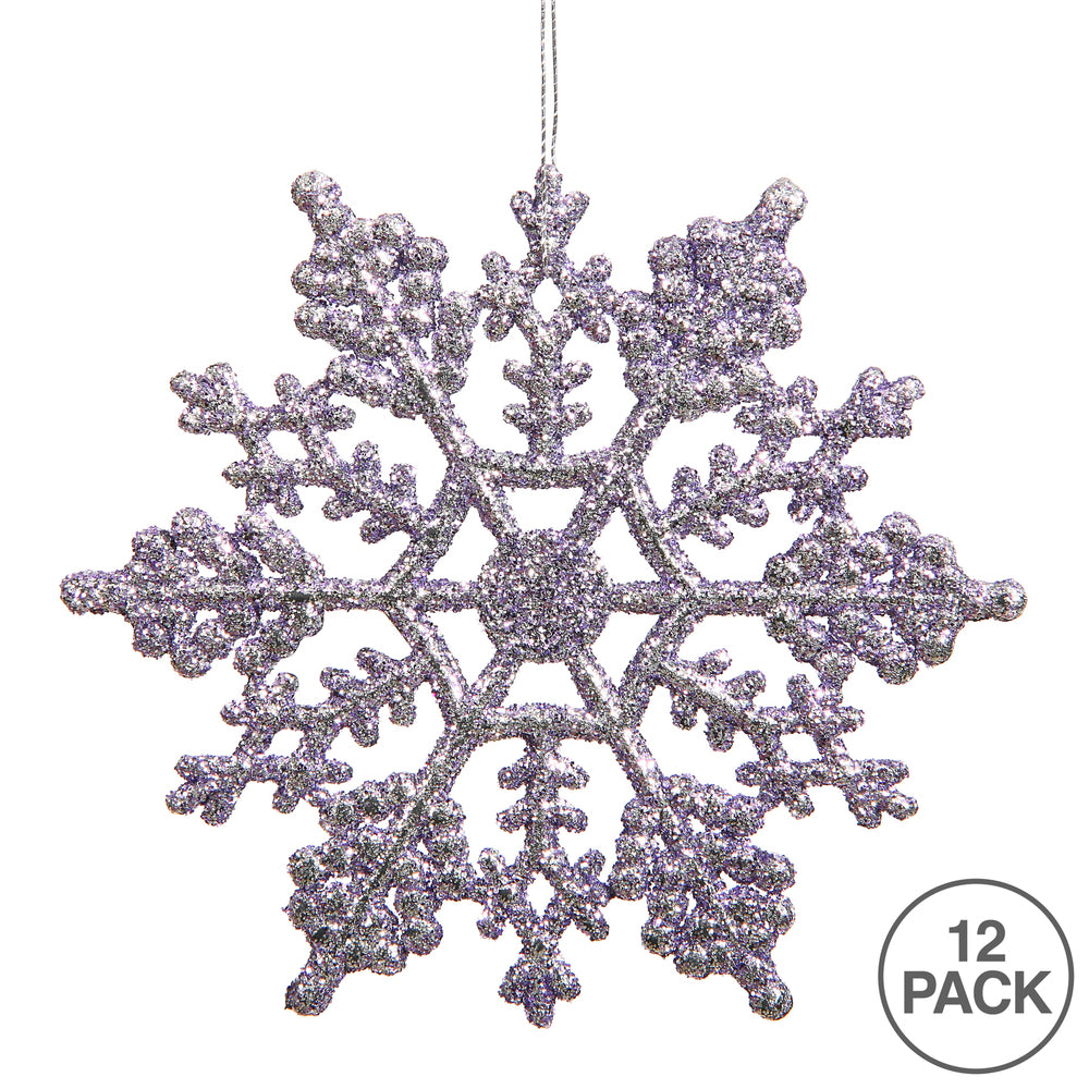 Vickerman 8" Lavender Glitter Snowflake Christmas Ornament 12 per Box