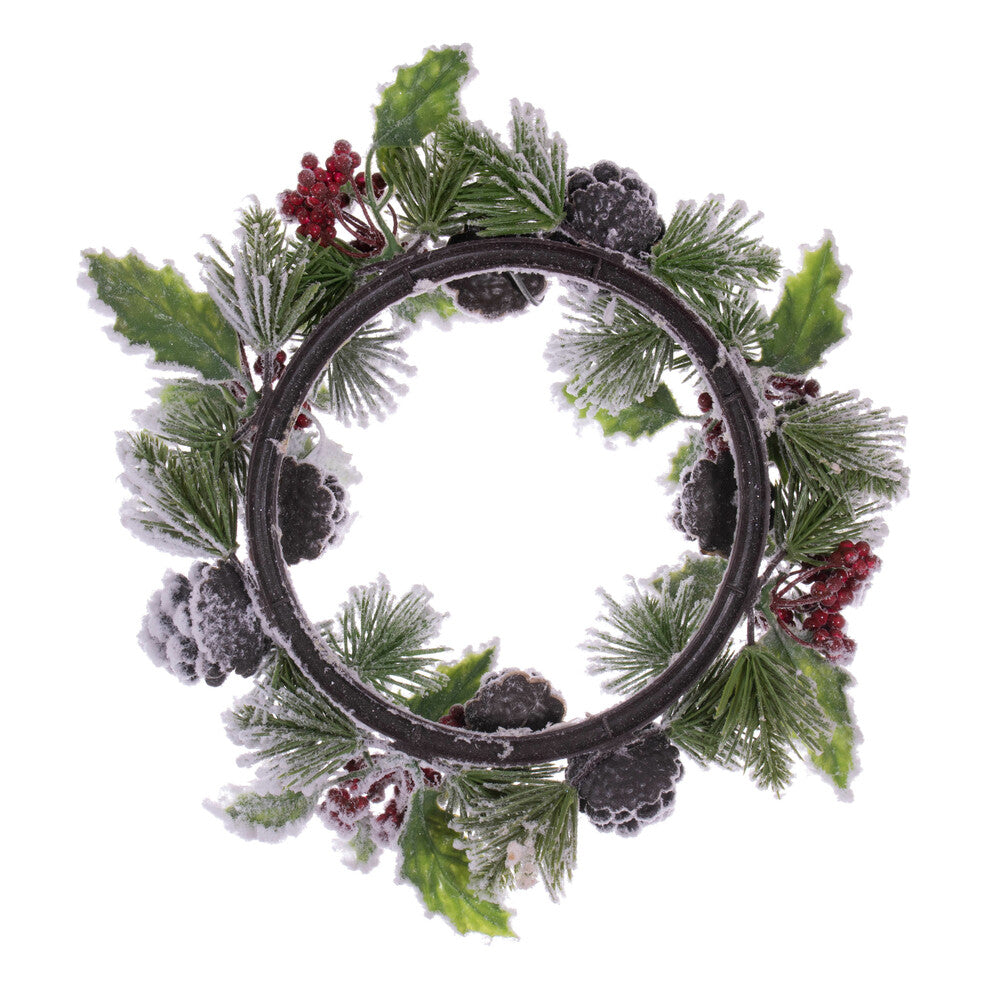 Vickerman 12" Artificial Frosted Berry Pinecone and Pine Wreath