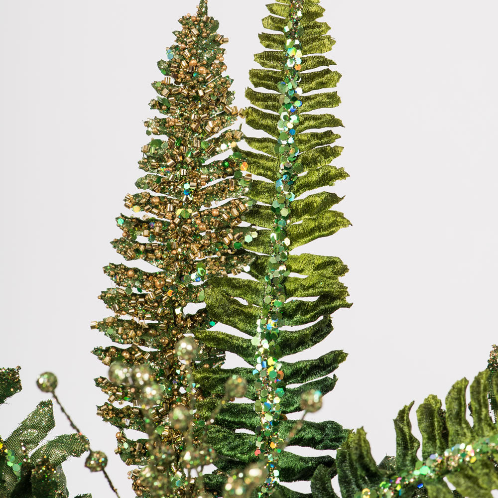 Vickerman 20" Green Fern Flower Artificial Christmas Spray. Includes 3 sprays per pack.