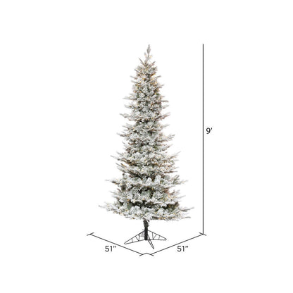 Vickerman 9' x 51" Flocked Kiana Artificial Christmas Tree with Warm White LED Lights.