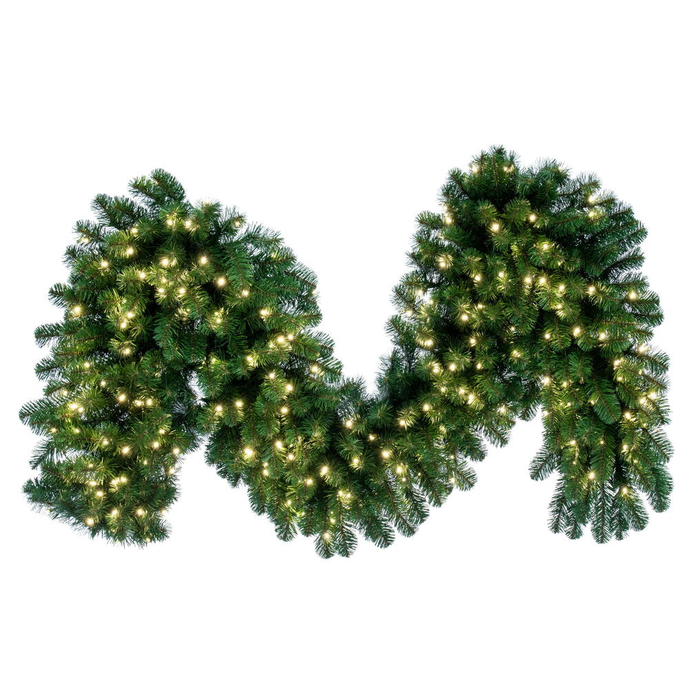 Vickerman 9' Grand Teton Artificial Christmas Garland Warm White Single Mold Wide Angle LED Lights