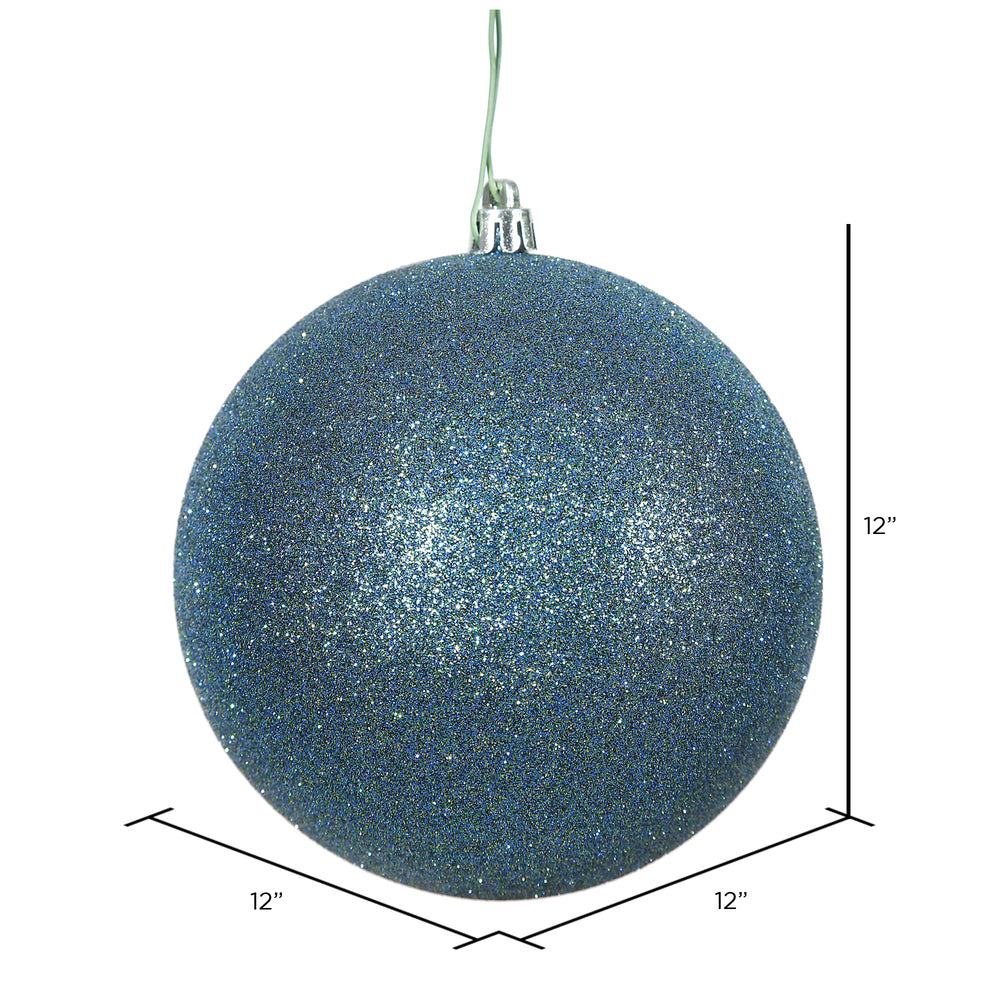 Vickerman 12" Sea Blue Glitter Ball Ornament