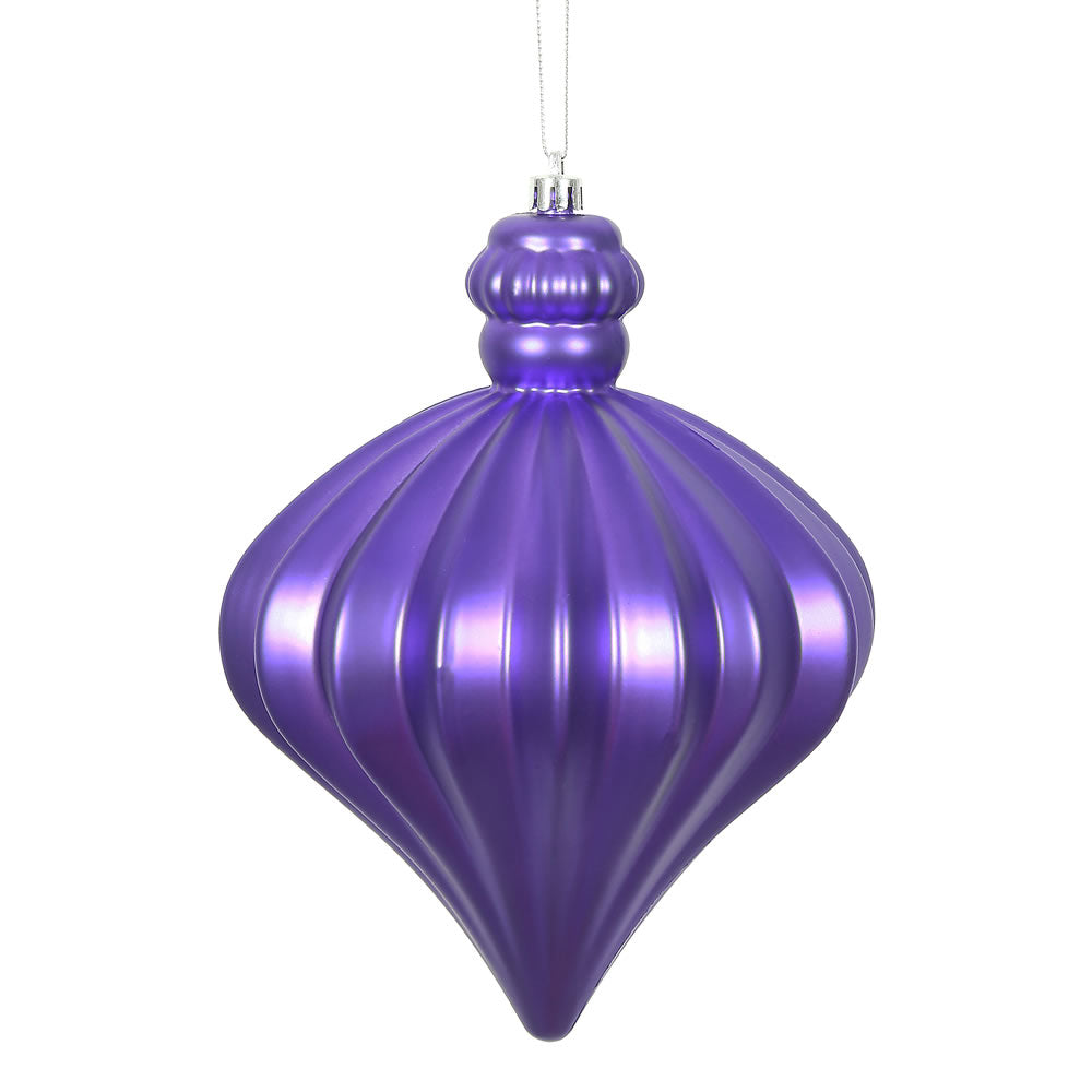 Vickerman 6" Purple Matte Onion Drop Christmas Ornament 4 per pack