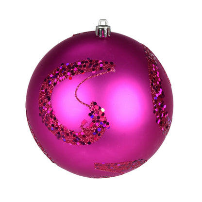 Vickerman 4.75" Fuchsia Matte Sequin Swirl Ornament 4 per Bag