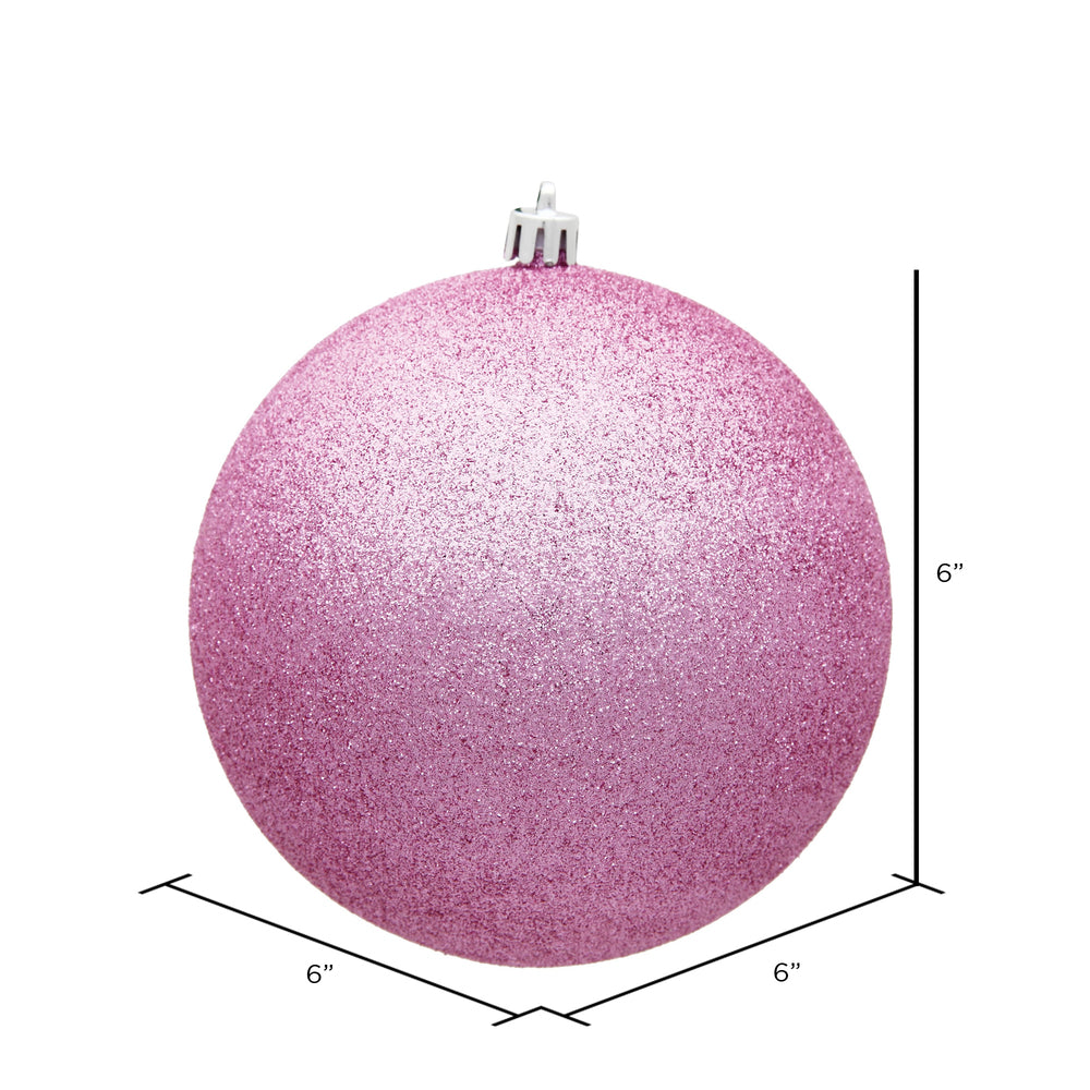 Vickerman 6" Pink Glitter Ball Ornament 4 per Bag