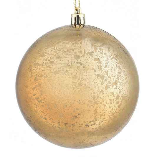 Vickerman 4" Mocha Shiny Mercury Ball Ornament 6 per Bag.