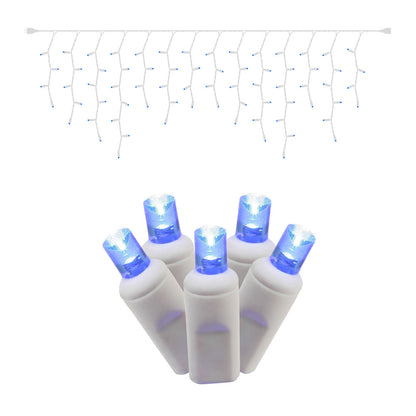 Vickerman 70 Blue Wide Angle LED Icicle Light on White Wire 9' Christmas Single Mold Light Strand