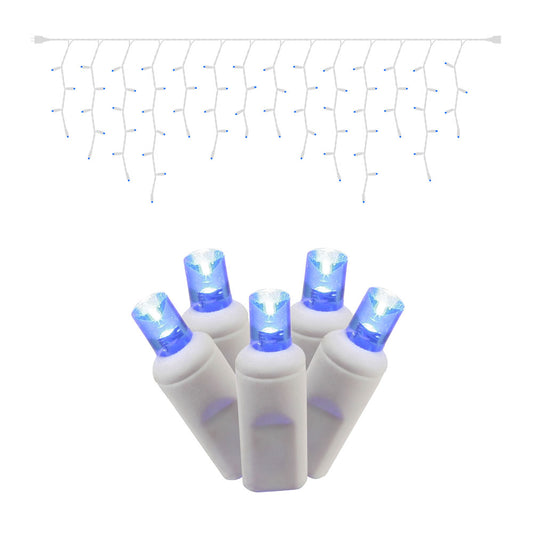 Vickerman 70 Blue Wide Angle LED Icicle Light on White Wire 9' Christmas Single Mold Light Strand