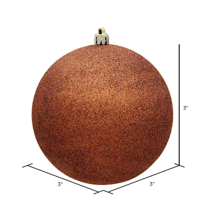 Vickerman 3" Copper Glitter Ball Ornament 12 per Bag