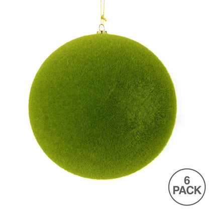 Vickerman 4" Moss Green Flocked Ball Ornament 6 per bag