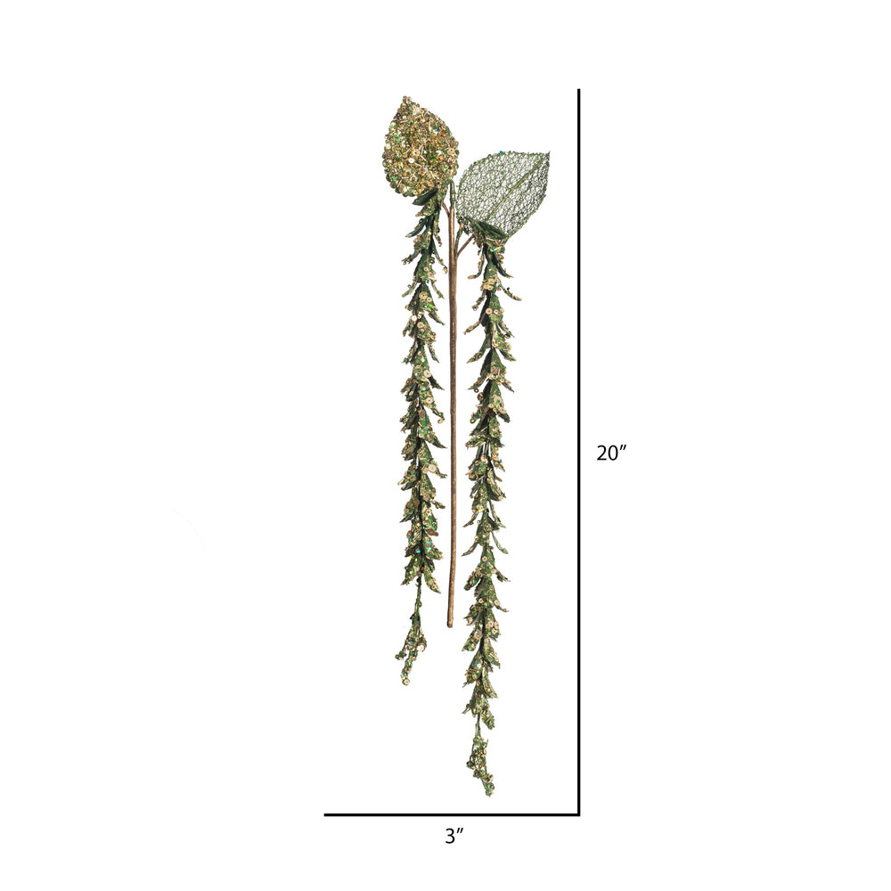 Vickerman 20" Green Pearl Hanging Lupin Artificial Christmas Spray. Includes 3 sprays per pack.