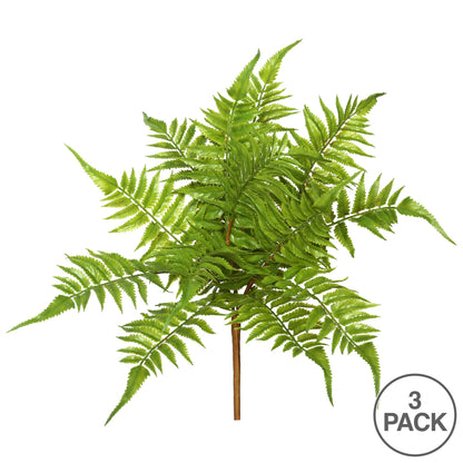 Vickerman 17" Artificial Green Fern Bush Set of 3