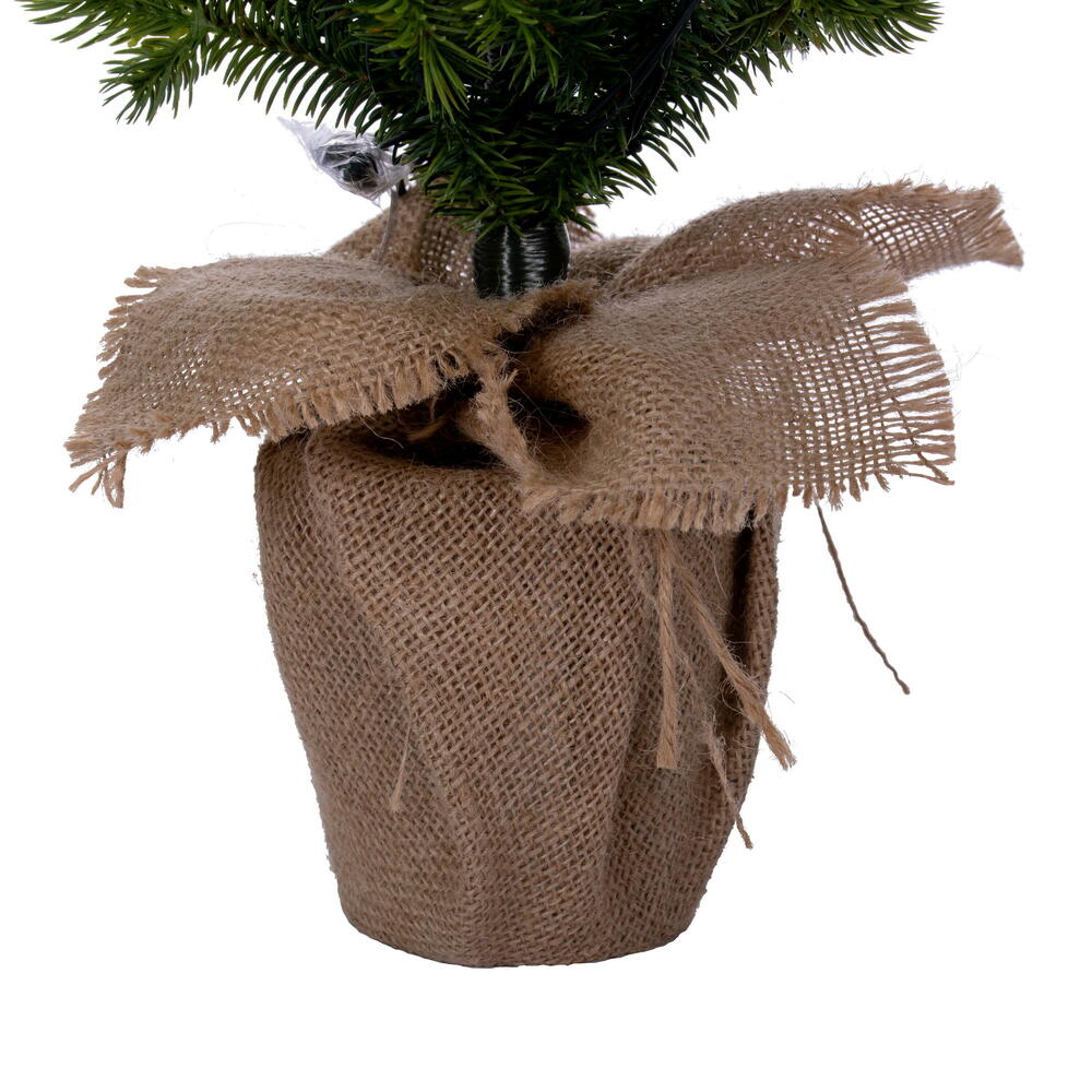 Vickerman 24" x 14" Cobby Spruce Artificial Pre-Lit Christmas Tree with 192 PE Tips, Battery Operated Warm White Lights