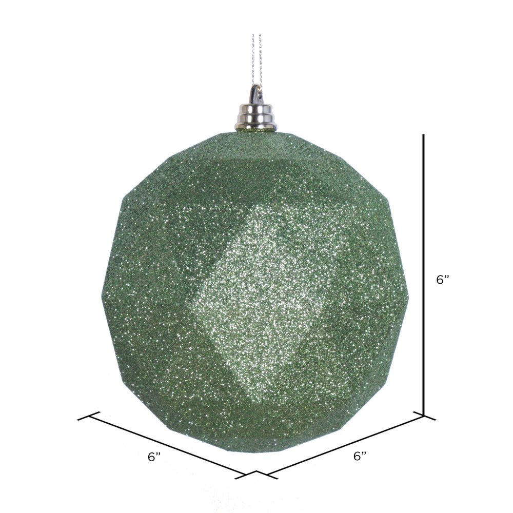 Vickerman 6" Lime Glitter Geometric Ball Ornament 4 per bag