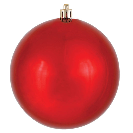 Vickerman 4" Red Shiny Ball Ornament 6 per Bag
