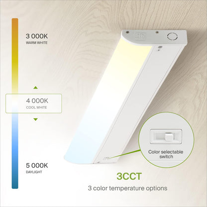 ASD Lighting LED Under Cabinet Bullnose 24" 12W 120V Dimmable CCT Selectable 3000/4000/5000K Hardwired, On/Off Switch, White ETL Energy Star